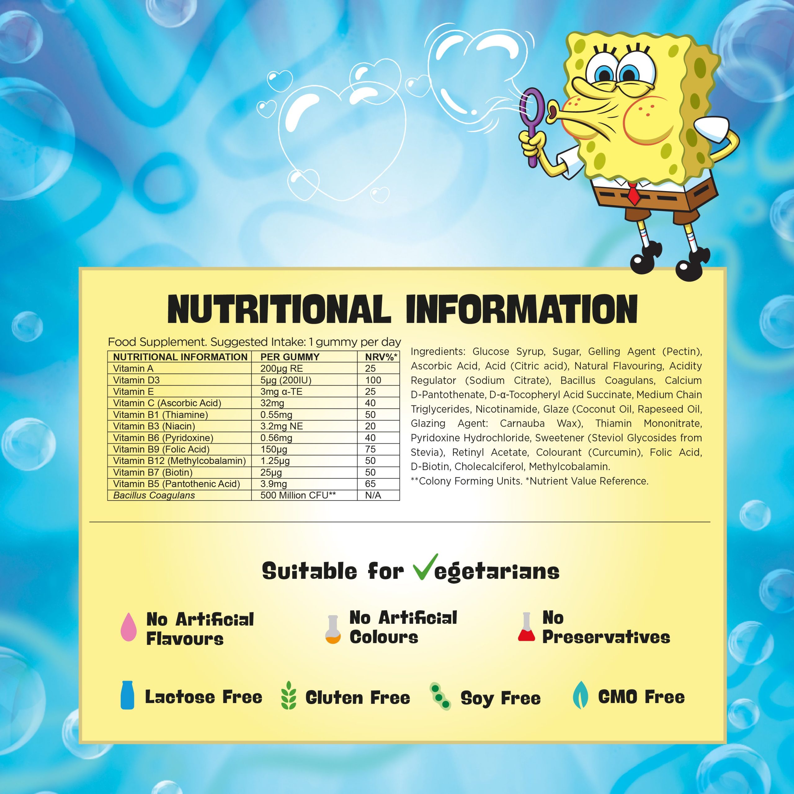 SpongeBob SquarePants Multivitamin Gummies 30's SpongeBob SquarePants Multivitamin Gummies 30's